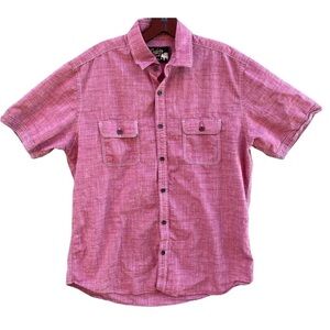 Dukes Bark American Sportswear Red Button Up Short Sleeve Shirt Large